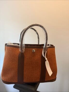 Orange-Brown Tote Leather Handbag